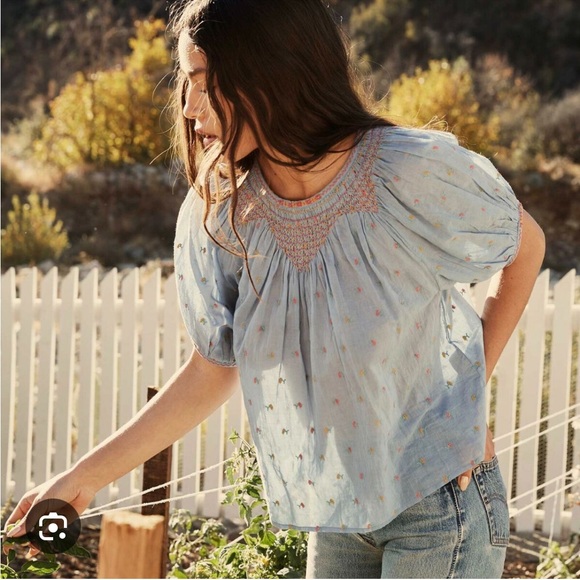 Doen | Tops | Doen Amna Top Ciel Carnation Embroidery | Poshmark